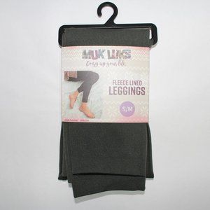 New 1 Pair Muk Luks Fleece Lined Olive Green Size S/M Leggings NWT